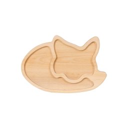 Platou din lemn de fag pentru copii, forma pisica, 29x20x2cm / EXT 7264_1
