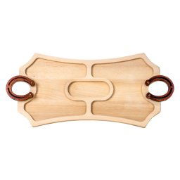 Platou din lemn pentru servit, compartimentat, cu maner potcoava 56x25.5cm / EXT 7215