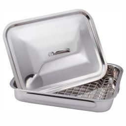 Tava inox pentru cuptor cu grill si capac Grunberg GR2967, 38 x 28 x 6 cm