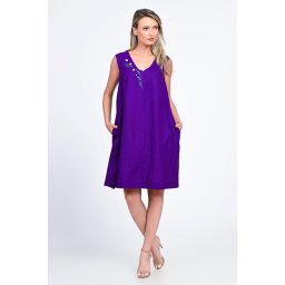 Rochie Dama, Eranthe, V-Neckline, cu Pictura Realizata Manual V340