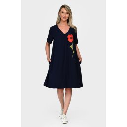 Rochie Dama, Eranthe, V-Neckline, cu Pictura Realizata Manual V342