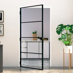 Usa de interior negru 102x201,5cm sticla securiz./aluminiu slim GartenMobel Dekor
