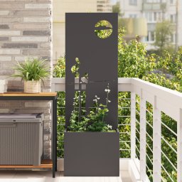 Ghiveci de Gradina cu Panou Decorativ Negru 50 x 140 cm GartenMobel Dekor