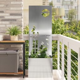 Ghiveci de Gradina cu Panou Decorativ Argintiu 50 x 140 cm GartenMobel Dekor