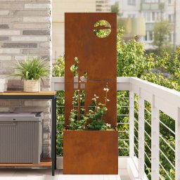 Ghiveci de Gradina cu Panou Decorativ Ruginit 50 x 140 cm GartenMobel Dekor