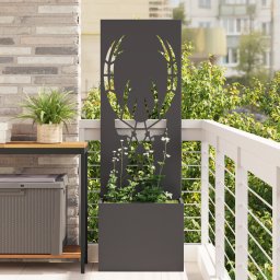 Ghiveci de Gradina cu Panou Decorativ Negru 50 x 140 cm GartenMobel Dekor
