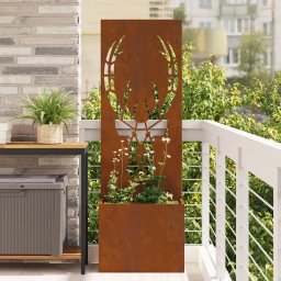 Ghiveci de Gradina cu Panou Decorativ Ruginit 50 x 140 cm GartenMobel Dekor