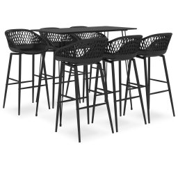 Set mobilier de bar, 7 piese, negru GartenMobel Dekor