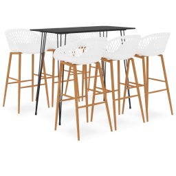 Set mobilier de bar, 7 piese, negru si alb GartenMobel Dekor