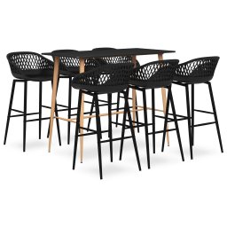 Set mobilier de bar, 7 piese, negru GartenMobel Dekor
