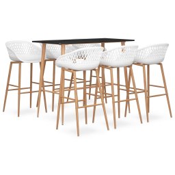 Set mobilier de bar, 7 piese, negru si alb GartenMobel Dekor