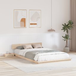 Cadru de pat la nivelul podelei cu mese de noapte 120x190cm Lemn masiv GartenMobel Dekor