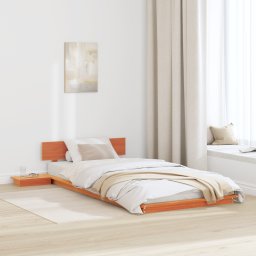 Cadru de pat pe podea cu masute de noapte Maro cerat 90x200cm Lemn masiv GartenMobel Dekor