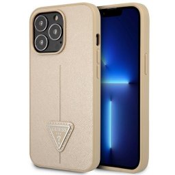 Husa Guess GUHCP14XPSATLE iPhone 14 Pro Max 6,7 "beige / beige hardcase SaffianoTriangle Logo