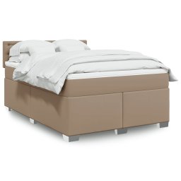 Pat box spring cu saltea, cappuccino, 160x200cm piele ecologica GartenMobel Dekor
