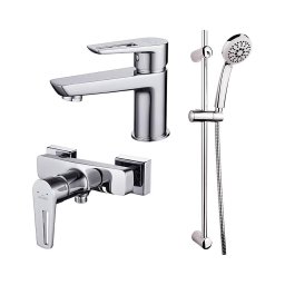 Set de duș cu baterie + baterie de lavoar Cersanit S952-004 MILLE crom lucios