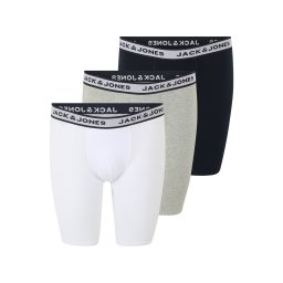 Jack & Jones Plus Boxeri 'JACSolid' bleumarin / gri amestecat / alb