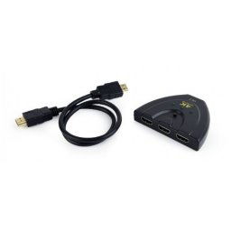 CABLU video GEMBIRD, switch 3 x HDMI (M) la HDMI (T), 0.5m, rezolutie maxima 4K UHD (3840 x 2160) la 60 Hz, conecteaza 3 dispozitive la 1 TV, indicator LED, negru, DSW-HDMI-35