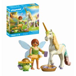 Playmobil - Jucarie de rol Figurina de colectie unicornul Rainbow Flower si zana