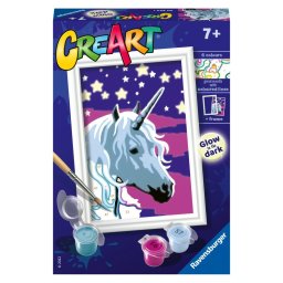 Ravensburger - CreArt pictura pe numere pentru copii unicorn visator care straluceste in intuneric