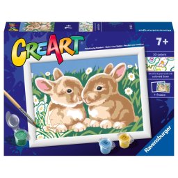 Ravensburger - CreArt pictura pe numere pentru copii iepurasi printre margarete