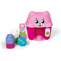 Clementoni - Jucarie educationala Soft Clemmy cos Pisicuta cu cuburi de constructie moi si lavabile