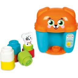 Clementoni - Jucarie educationala Soft Clemmy cos Catelus cu cuburi de constructie moi si lavabile