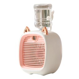 Ventilator portabil de birou cu incarcare USB si umidificare urechi pisica