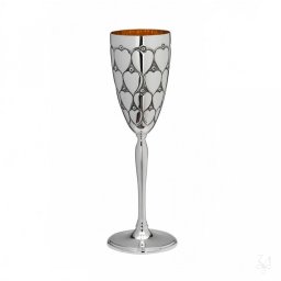 CUORI pahar sampanie flute Argint masiv interior placat cu aur