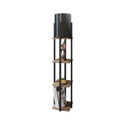 Lampadar cu rafturi NORA 1xE27/40W/230V negru/maro