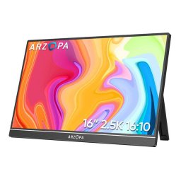 Monitor portabil LED IPS Arzopa Z1RC 16", QHD (2560x1600), 60Hz, Mini HDMI, USB-C, Boxe 1W x2, compatibil console, negru