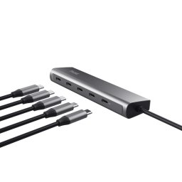 Hub USB Trust Halyx TR-25136, 5 USB Type-C, 100 W, Gri