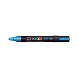 Marker universal UNI PC-5M Posca, 1.8-2.5 mm, albastru metalizat