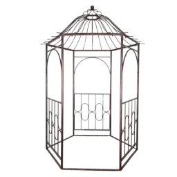 Pavilion/foisor cu arcada pentru gradina, plante cataratoare, metalic, bronz antic, 180x156x275 cm