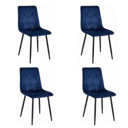 Set 4 scaune bucatarie/living, Artool, Libra, catifea bleumarin, picioare metal negru, 44x40x88.5 cm