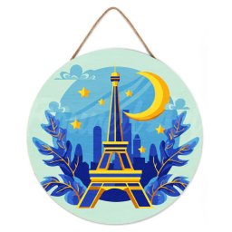 Set pictura pe numere rotunda, pe lemn, Turnul Eiffel, O30cm
