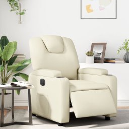 Fotoliu rabatabil electric, crem, piele ecologica GartenMobel Dekor
