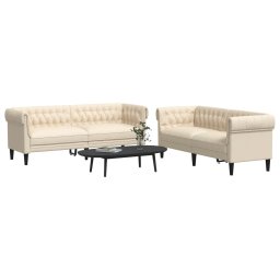 Set de canapele, 2 piese, crem, material textil GartenMobel Dekor