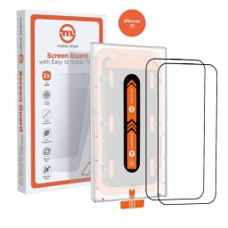 Orange Screen Guard iPhone 15 with easy applicator, 2 pack