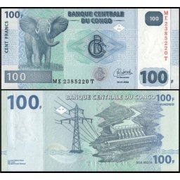 Congo Democratic 2022 - 100 francs, necirculata