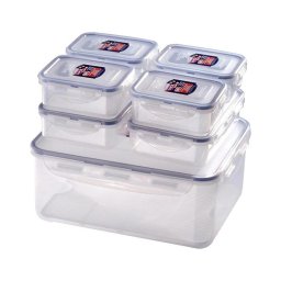Set de 7 piese recipiente pentru alimente LOCK, albastru/transparent