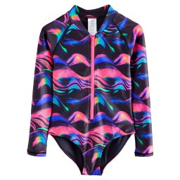 Next Costum de baie întreg albastru deschis / roz / negru