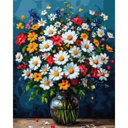 Set pictura pe numere, cu sasiu, Buchet plin de lumina, 40x50 cm