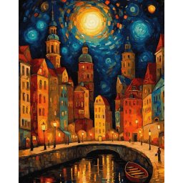 Set pictura pe numere, cu sasiu, Noapte feerica, 40x50 cm