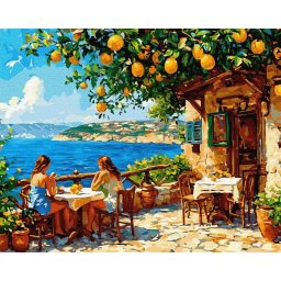 Set pictura pe numere, cu sasiu, Lamai langa mare, 40x50 cm