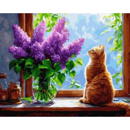 Set pictura pe numere, cu sasiu, Tacere cu parfum de liliac, 40x50 cm