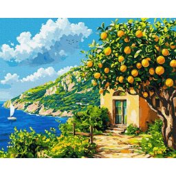 Set pictura pe numere, cu sasiu, Plaja lamailor, 40x50 cm