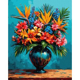 Set pictura pe numere, cu sasiu, Buchet cu floarea paradisului, 40x50 cm