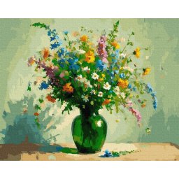Set pictura pe numere, cu sasiu, Acorduri verzi, 40x50 cm