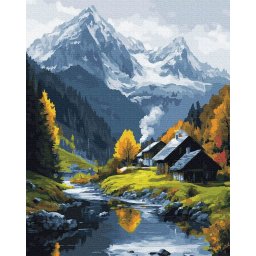 Set pictura pe numere, cu sasiu, La granita de anotimpuri, 40x50 cm